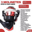 Kit De Pesca 4 Vara E 4 Molinete Com Linha Maleta Acessórios