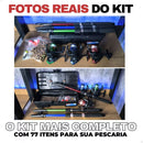 Kit De Pesca 4 Vara E 4 Molinete Com Linha Maleta Acessórios